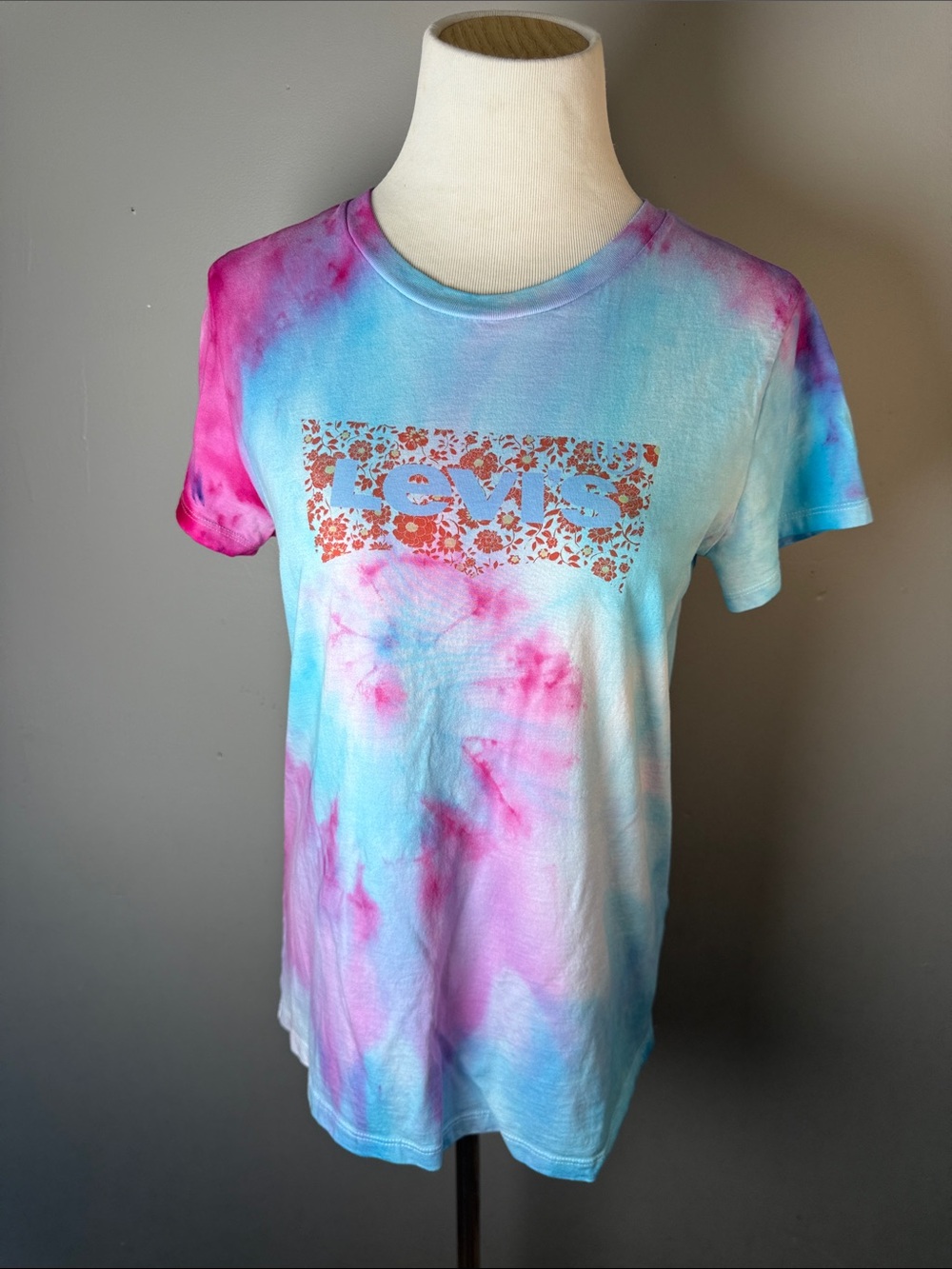 Levi's Tie-Dye Crewneck Tee in Blue and Pink